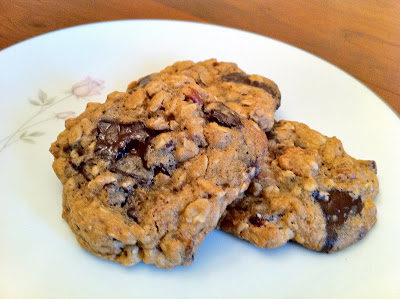 Chocolate cherry oatmeal pecan cookies