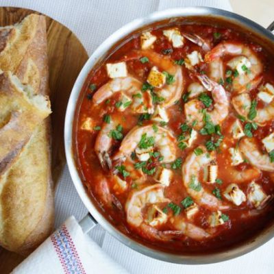 Shrimp saganaki